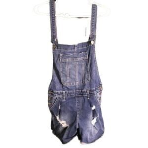 KanCan Denim Distressed Short Overalls Size M - Boho, Casual, Y2K